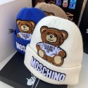 Moschino モスキーノブランド子供ニット帽 ビーニー 帽子 ワッチキャップ キッズ ボーダーニット おしゃれ ボンボン 防寒 防風 通気性 伸縮性 柔らかい 春 秋 冬 かわいい