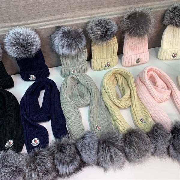 ブランドモンクレール子供ニット帽 マフラー 二点セット Moncler キッズ 幼児 子供 もこもこ あったか ニットキャップ 帽子 ネックウォーマー セット 男の子 女の子 クリスマス お誕生日 プレゼント お祝い 防寒防風