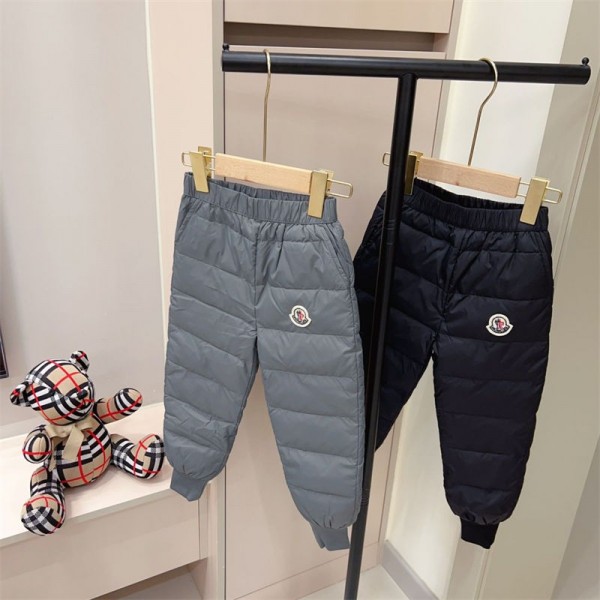 ハイブランドMoncler キッズ ロングパンツ 男の子 モンクレールダウンパンツ 防寒パンツ 冬 ジュニア 長ズボン ウェストゴム ゆったり 厚手 裏起毛 アウトドア 通学 通園 100 - 160cm 