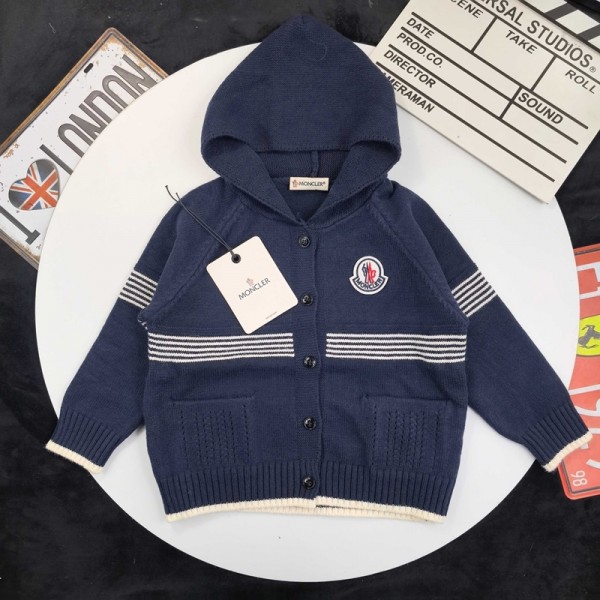 Moncler モンクレールハイブランド子供服 カーディガン 男の子 フード付き 女の子 ニットコート 長袖セーター 綿 キッズ セーター スクールコート 春秋冬 90-150cm 学生 通園通学 セミフォーマル ボーイズ 女の子 防寒