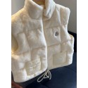 モンクレール子供ファーベスト ハイブランド Moncler キッズフェイクファーベスト キッズ 中綿ベスト 厚手アウター ホワイト 流行り かわいい 韓国 子供服 子ども服 防寒110-170cmホットコット アウター