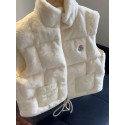 モンクレール子供ファーベスト ハイブランド Moncler キッズフェイクファーベスト キッズ 中綿ベスト 厚手アウター ホワイト 流行り かわいい 韓国 子供服 子ども服 防寒110-170cmホットコット アウター