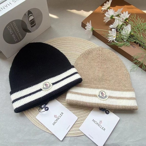 ハイブランドモンクレールユニセックスビーニー帽 メンズ Moncler リブ ニット帽子 秋冬 ニットキャップ 折り返し 流行り ワッチキャップ 防寒 防風 ニットハット