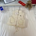 ハイブランドモンクレールファーベスト もこもこ 女の子 Monclerフェイクファー キッズ ベスト ふわふわアウター ホワイト 防寒ウェア 厚手 韓国 子供服 子ども服 防寒 秋 冬 保育園 幼稚園 110~170cm