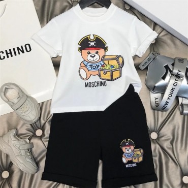 モスキーノ ベビー服 セットアップ 子供 男の子 女の子 Moschino tシャツ ショートパンツ 上下セット キッズ トップス かわいい 半ズボン 服 半袖 セット キッズ ス 上下セット 春 夏 肌着 幼稚園 保育園 スポーツ 柔らかい