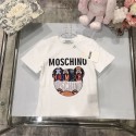 モスキーノキッズ Tシャツ トップス 半袖 丸首 コットン 女の子 男の子 Moschino子供服 薄手 90 - 160cm 軽量 柔らかい ゆったり カジュアル シンプル お出掛け 普段着 部屋着 夏