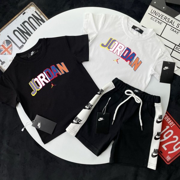 ブランドナイキ男の子 夏服 上下 2点セット Nikeキッズ 半袖 Tシャツ スポーツ ハーフパンツ 韓国 レタリングプリント 子供服 スウェット ルームウェア スポーツウェア カジュアル 普段着 通学 90-160cm 