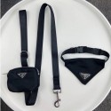 プラダ ブランド 犬用首輪 ペット用リードペット用三角スカーフ 首輪 Prada  犬用よだれかけ 3点セット ハイブランドペット散歩用グッズ ブランドペット首輪 牽引ロープ セット 通気性 ファッション