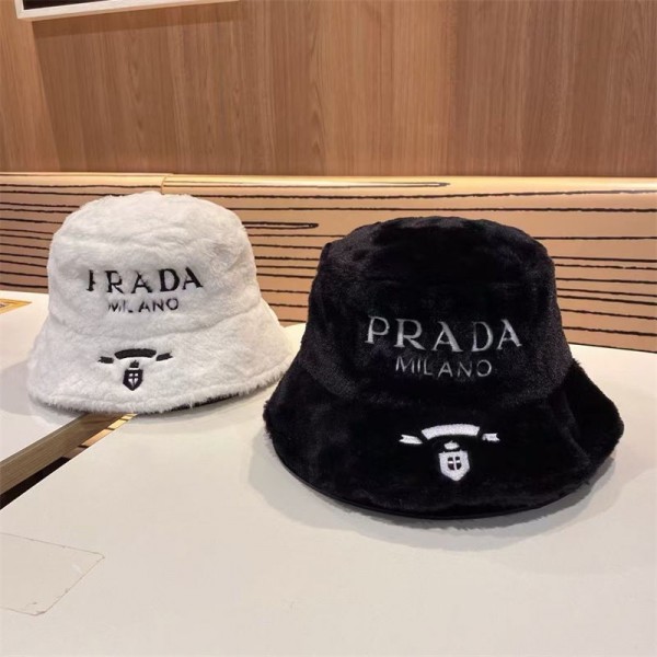 ハイブランドprada 帽子 レディース プラダ 秋冬バケットハット 小顔効果 防寒 厚手 保温 ふわふわ感 防寒 防風 保温 つば広帽子 折りたたみ ハット 可愛い おしゃれ 人気 秋 冬