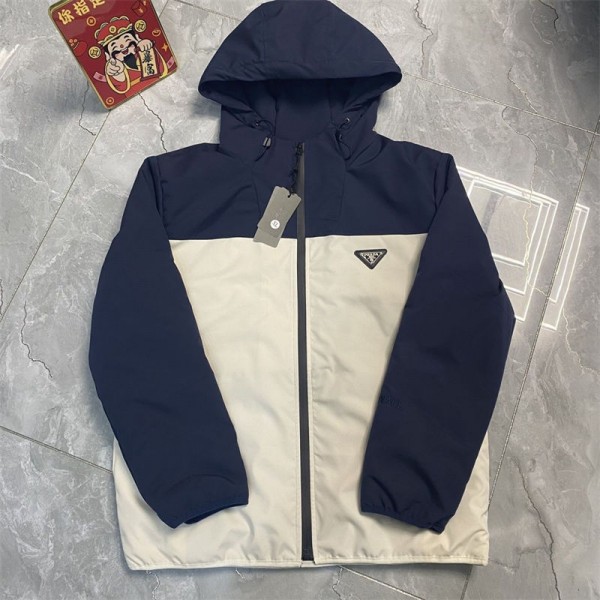 Prada プラダ ハイブランド中綿コート メンズ 中綿ジャケット 冬服 裏起毛 無地 ジャケット アウター 大きいサイズ 厚手 暖かい 防寒 カジュアル ファッション コート メンズ 秋冬服 L¬4XL