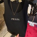 プラダタンクトップ ニット Pradaニットトップス レディース ショート丈 薄手 インナー ノースリーブ 重ね着 カットソー トップス リブ キャミソール 無地 柔らかい 部屋着 春 夏 秋