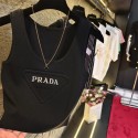 プラダタンクトップ ニット Pradaニットトップス レディース ショート丈 薄手 インナー ノースリーブ 重ね着 カットソー トップス リブ キャミソール 無地 柔らかい 部屋着 春 夏 秋