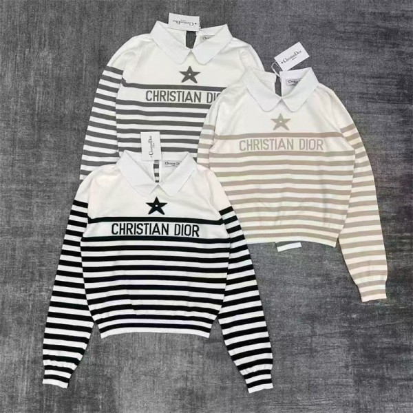 ディオール ニットtシャツ レディース Dior ニットセーター リプニット  S - L ストレッチ 襟付き ゆったり 柔らかい オフィス カジュアル おしゃれ ベーシック きれいめ トップス 秋 冬
