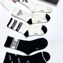 Prada プラダコットン 靴下 メンズ 通気性ブランドミドルソックス 高品質 厚手ソックス 女の子好き 韓国上質な コットン ソックス くつした 5足セット