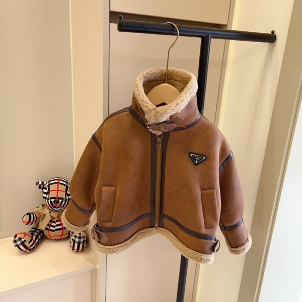 ブランドプラダ子供服 男の子 アウター 春秋 Prada キッズ 暖かいジャケット オートバイの革PUコート 裏起毛 ジャケット ライダースジャケット 90-170cm 男の子 PUレザージャケット ジャケット ブルゾン アウター