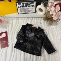 ブランド プラダキッズ皮革アウター ボーイズ Prada 子供PUレザージャケット 春秋冬 お出かけ 長袖 裏起毛 レザーコート バイク服 キッズ 90-140cm 防寒ウェア かっこいい ガールズ 男の子