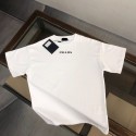 プラダ夏Tシャツ レディース ブランド Prada 半袖Tシャツ 綿100％ 厚手 透けない よれない クルーネック 夏服 カットソー トップス 重ね着 丸襟 スポーツウェア S-5XL ゆったり 体型カバー 無地 快適 白tシャツ 黒tシャツ 春 夏 秋