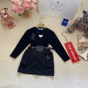 ハイブランドプラダ子供服 長袖 Ｔシャツ ミニ スカート Pradaキッズ洋服セットアップ キッズ 女の子 お揃い 衣装 お誕生日服 お子供の日 ドット柄 リボン ベビー ガールズ アンサンブル 90-140cm 