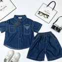 ブランド Prada 子供服 男の子 プラダベビー服 デニムジャケット 上下2点セット 春夏 半袖Ｔシャツ 男児 ストレッチ 夏服 セットアップ 半袖 ハーフパンツ 短パンショーツ キッズ 半ズボン 子供 ジャージ 90-150cm 