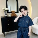 ブランド Prada 子供服 男の子 プラダベビー服 デニムジャケット 上下2点セット 春夏 半袖Ｔシャツ 男児 ストレッチ 夏服 セットアップ 半袖 ハーフパンツ 短パンショーツ キッズ 半ズボン 子供 ジャージ 90-150cm 