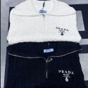 ハイブランドプラダニットポロ メンズ 長袖セーター Pradaペア揃い ニット上着 リブニット ビジネス カジュアル ゴルフウェア ストレッチ ペアルック セーター 春秋冬S¬2XL