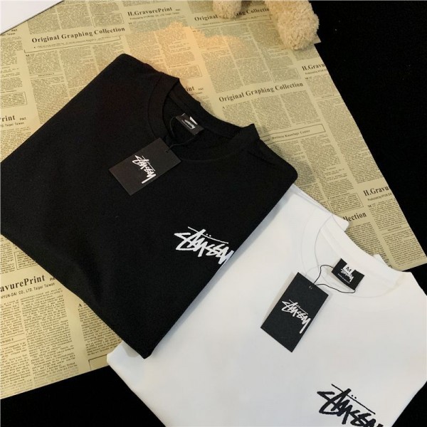 Stussy ステューシー ｔシャツ 白黒 カジュアル 丸首 オシャレ 夏 男女通用