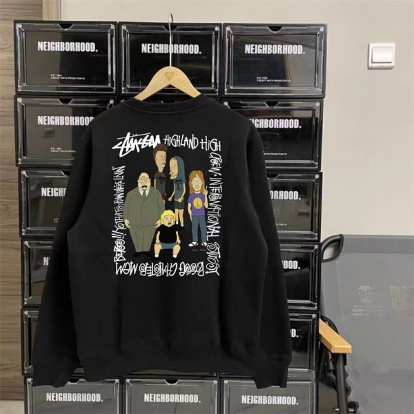 ステューシー スウェット キッズ 長袖パーカー 丸首 綿100% 裏毛 100cm-160cm Stussy ロゴプリント クルーネックスウェットシャツ ボーイズカジュアル トレーナー