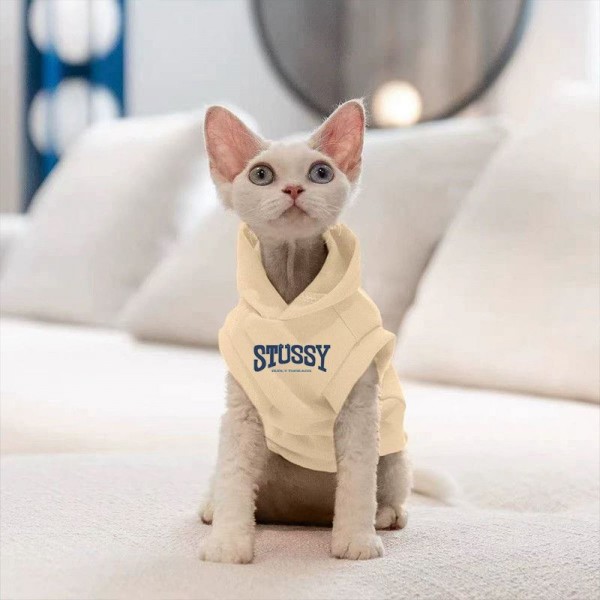 Stussy ステューシーハイブランドペット服ドッグウェア 無毛猫の服ドッグ猫パーカーペット洋服パロディブランドスフィンクス用洋服パロディブランド犬服春夏S - 2XL