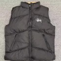 ブランドステューシーダウンベスト メンズ Stussy中綿ベスト レディースアウター 防寒 スタンドカラー 半袖 流行り 男女兼用 ゆったり 暖かい 厚手 軽量 春 秋 冬 カジュアル 人気 おしゃれ 無地 M-2XL 大きいサイズ 通勤 通学 アウトドア