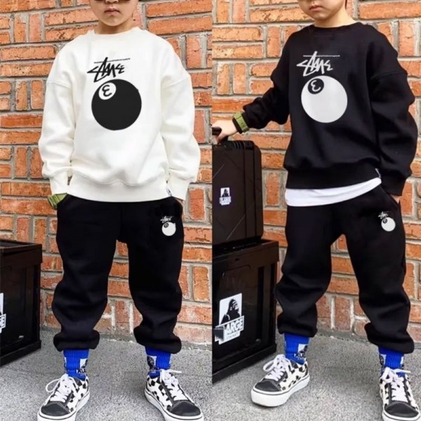 ブランドステューシー子供服 パーカー キッズ 男の子 Stussy キッズセットアップ 秋服 ボーイズ トレーナー スポーツパンツ 子供 上下セット ジャージ 男の子 90-160cm  スウェット スウェットパンツ セットアップ キッズ カジュアル 韓国 おしゃれ 男の子服