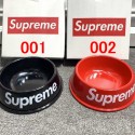 Supreme シュプリームブランド 犬猫フードボウル ペット食器ブランドパロディペット用フードボウルかわいいブランド犬猫の餌皿 滑り止め 17.5*20*6.5cm