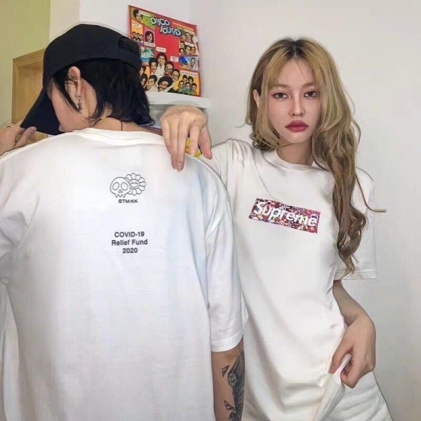 Supreme シュプリームtシャツハイブランド夏ブランドtシャツ Supreme高品質Tシャツカットソーペアカップルtシャツ ユニセック ブランドS - 2XL
