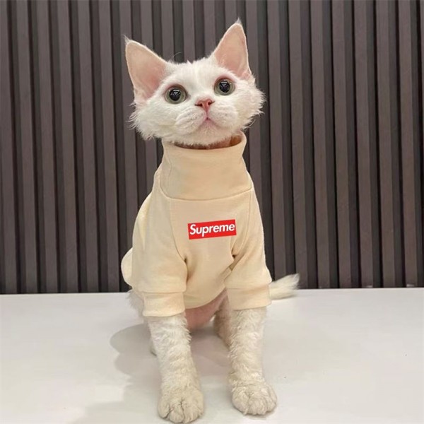 Supreme シュプリームブランド猫服 秋冬着 猫ウェア 猫の服 ネコ 冬服 猫 スフィンクス 服 皮膚保護 猫 激安 コート パーカー かわいい 暖かい 防寒 猫用 秋冬衣装 XS - XL