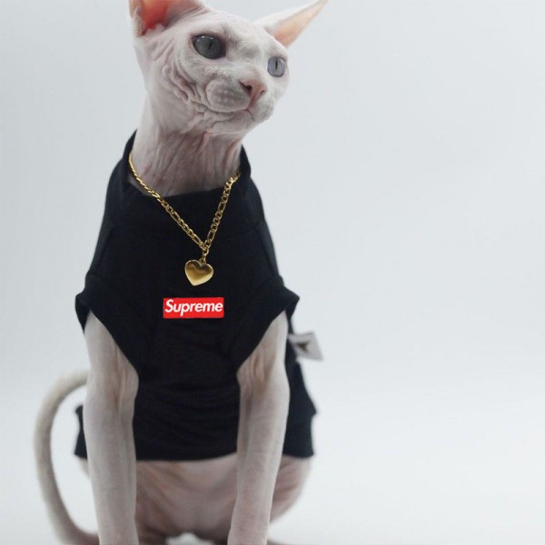 Supreme シュプリームハイブランドペット服 ネコウェア スフィンクス の服 S - 2XL 無毛猫パーカー ペット洋服パロディ 子犬ウェア激安パロディブランド猫服ペット用服 トイプードル チワワ ダックス