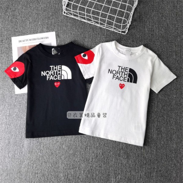 流行り ブランド ザノースフェイス 子供Tシャツ 半袖 THE NORTH FACE キッズ 上着 トップス 丸首 綿100%  心目プリント柄 ショートスリーブTシャツ ベーシック 人気