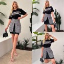 新しい女性の服ベリーダンスの衣装スーツ ディオール半袖Tシャツ Dior ケーキスカートダンスドレスセット練習服 毎日のクラスレッスンベリーダンストレーニング練習着 S - 2XL