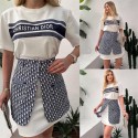 新しい女性の服ベリーダンスの衣装スーツ ディオール半袖Tシャツ Dior ケーキスカートダンスドレスセット練習服 毎日のクラスレッスンベリーダンストレーニング練習着 S - 2XL