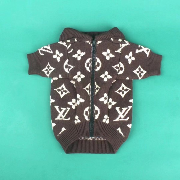 lv ブランド ドッグ秋冬服 犬のカーディガン 快適 犬セーター 暖かい ペットウェア 伸縮性 動きやすい ルイヴィトン 犬服 おしゃれ 保温 経典モノグラム 柔らかい 洋服 両足 小中大型ペットs-xxl 