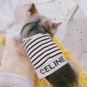 Celine ブランド セリーヌ ペット服 ドッグウェア tシャツ 袖なし 犬ベスト 流行りストライプ 個性 ファッション 快適 春秋服 コットン製 ファッション 小中大型ペット