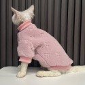 ルイヴィトン風ペット服 猫の服 もこもこパーカー 暖かい ブランドL-V 無毛猫 スフィンクス服 防寒コート 秋冬向け フリースTシャツ 厚手 柔らかい 経典モノグラム柄 かわいい