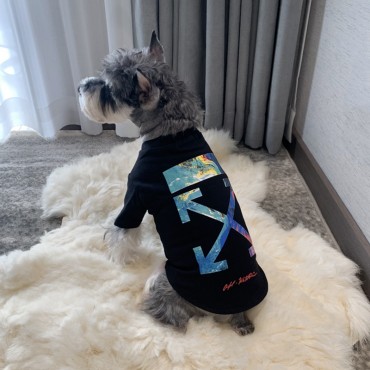 ハイブランド off-white ペット服 犬服 柔らかい 綿製Ｔシャツ 猫のパーカー 可愛い半袖 オフホワイト 個性柄 両足のペット服 ドッグ春夏プルオーバー  犬用 トップス 通気 散歩 お出かけ用XS - XL