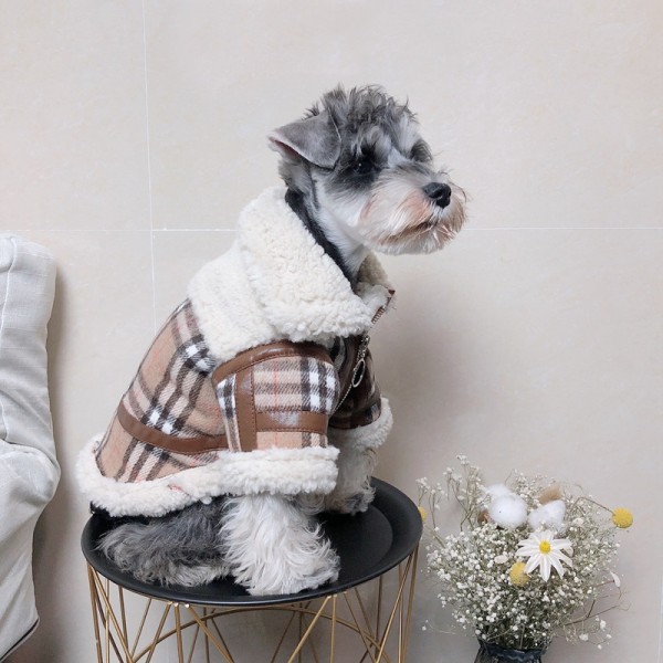 ハイブランド バーバリー風 ペットウェア 犬服 ドッグの冬服 Burberry 防寒ジャケット フリースコート 暖かい 犬プルオーバー ハンサム ペット服 おしゃれ チェック柄 ファッション S~XXL