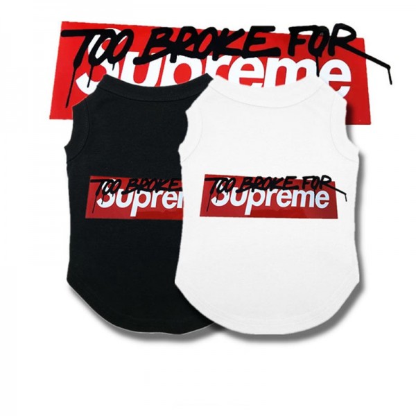 Supreme ブランド ペット用品 犬服 ベスト コットン100％ 通気性抜群 シュプリームネコのチョッキ 夏秋向け 薄手猫服 柔らかい 快適 ペットの無袖シャツ 脱毛保護 おしゃれ かわいい洋服 小中大型ペット M - 3XL