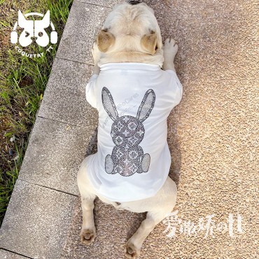 ハイブランド LV ペット服 犬の薄手Tシャツ 柔らかい きらきら スフィンクス コットン ペット用 個性ウサギ柄 ドッグウェア ルイヴィトン  ホワイト 黒色 小型ペット カッコイイ 個性的 春夏シャツ S - 2XL