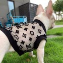 ブランド ルイヴィトン ペットウェア 犬服 春夏 ブラック 薄紗 半袖 lv 猫服 オシャレ 肌触り優しい レースシャツ 定番モノグラム 涼しい 紡糸 キュート お出かけ服 小中型犬 心地よい 激安 XS - 3XL