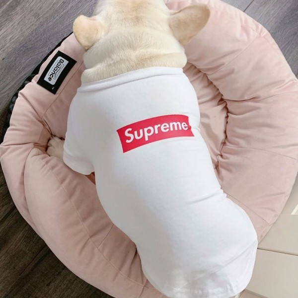 Supreme ペット服 猫服 ペット 用品 犬Tシャツ パーカー ブランドシュプリーム 犬 服 かわいい 薄手tシャツ  夏 ペット ウェア 純正ホワイト よい肌触り 柔らかい ファッション 人気 小中型犬服  脱毛保護 S - 7XL