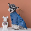 潮流 ブランド エヴィス/ EVISU ペット用品 犬服 薄手ジャケット ドッグ洋服 ボタン式 着脱安い わんちゃんのシャツ 柔らかい デニム生地 かっこいい 脱毛保護 おしゃれ 犬の春夏服 S - 3XL