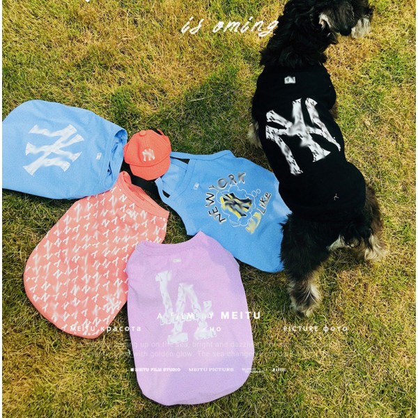 ハイブランド mlb ペット服 犬服 ベスト 猫のチョッキ 潮流 ブランド NY ドッグ服 コットン製 通気性 薄手 夏ウェア 小中型ペット用 お出かけ着 テディベアなどダックス 着心よい S - 3XL