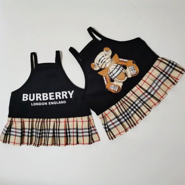 ブランド BURBERRY 犬 服 春夏 ワンピース ドッグ洋服 バーバリー お出かけスカート ペット服 贈りもの 犬のドレス キュート 通気性抜群 かわいい 着心良い 2色 XS~XL 送料無料