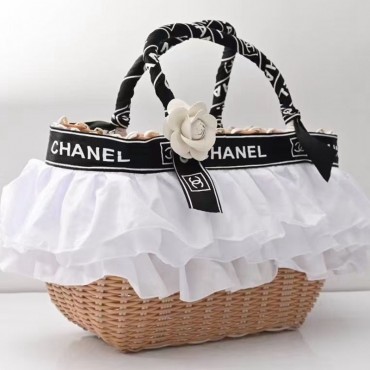 chanel シャネル ブランド ペット用品 かごバッグ 犬用 猫用 編みバッグ トートバッグ ハンドバッグ 通気性 レース付き かわいい 耐久性 ペットのキャリーバッグ 小型ペット用 